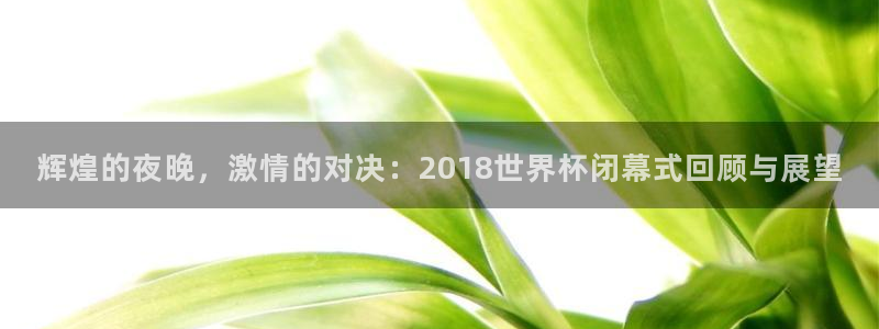 今年世界杯：辉煌的夜晚，激情的对决：2018世界杯闭幕式回顾与展望